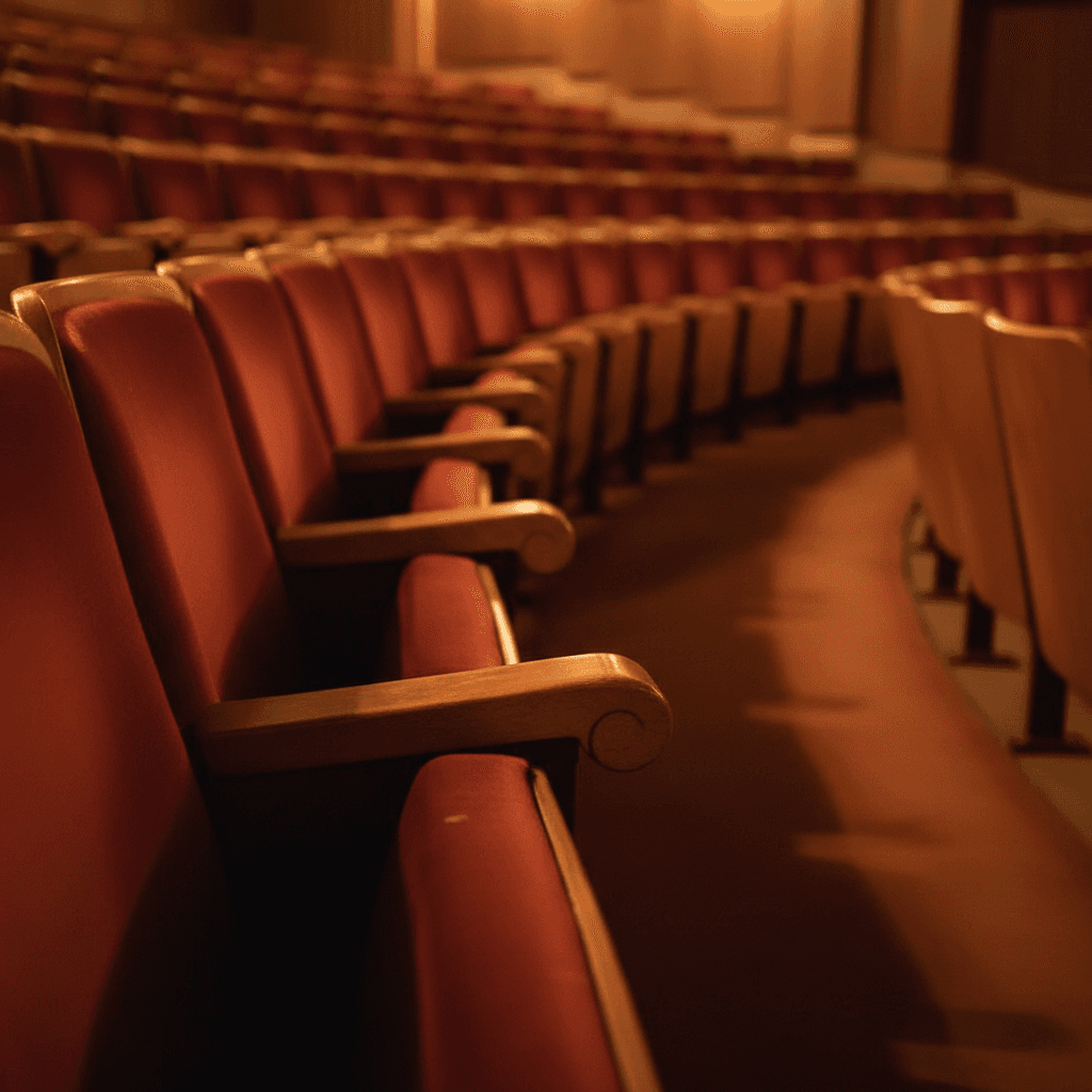 Assentos em sala de apresentações do prédio de letras