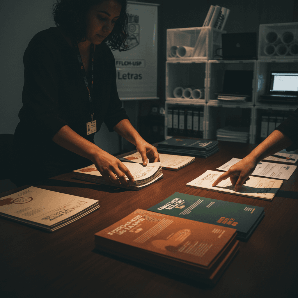 Detalhes da organização de materiais para o ciclo de encontros