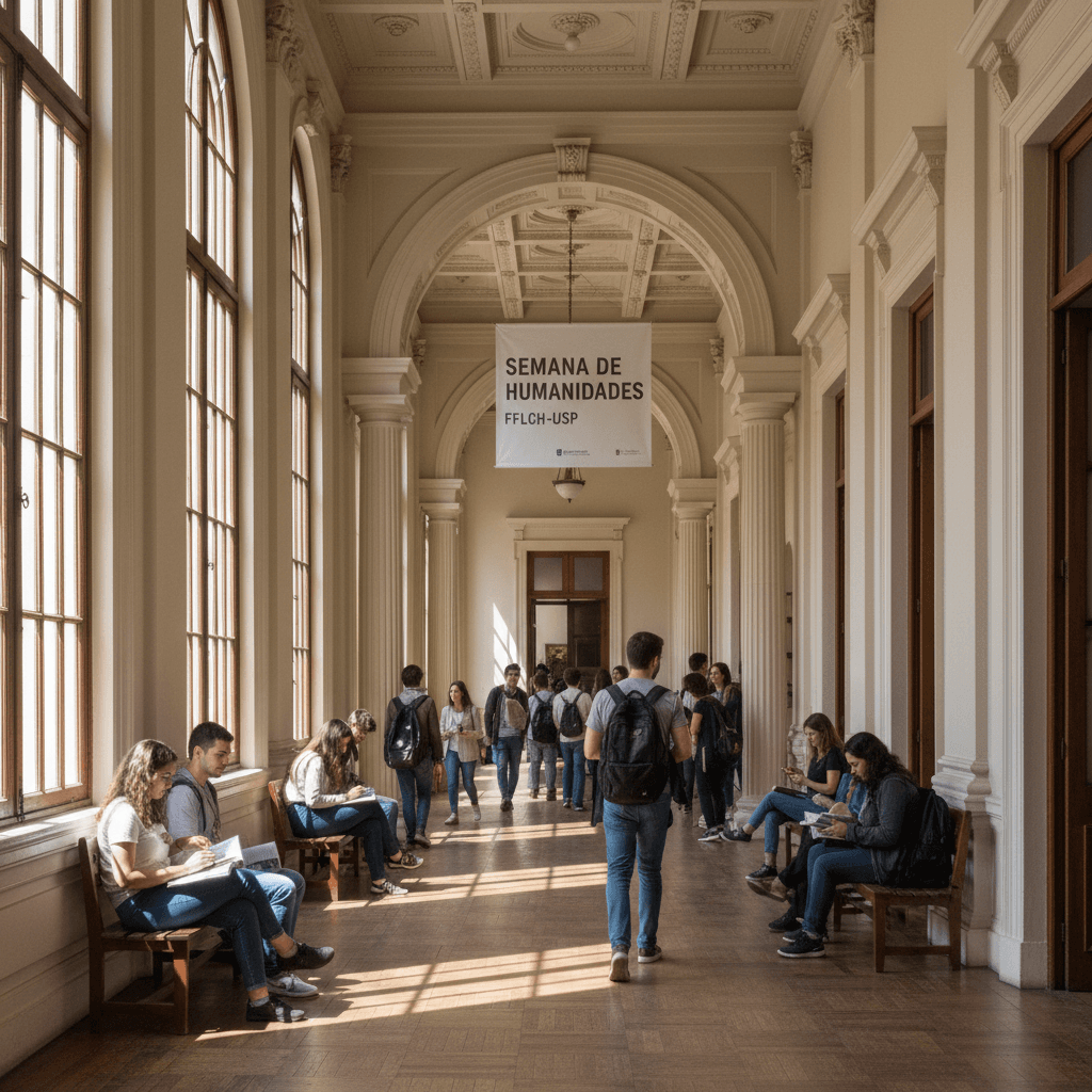 Corredor interno do prédio de letras da FFLCH-USP
