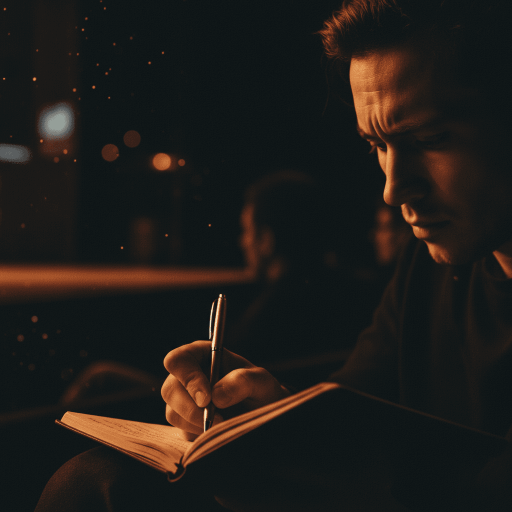 Participante anotando durante apresentação do evento