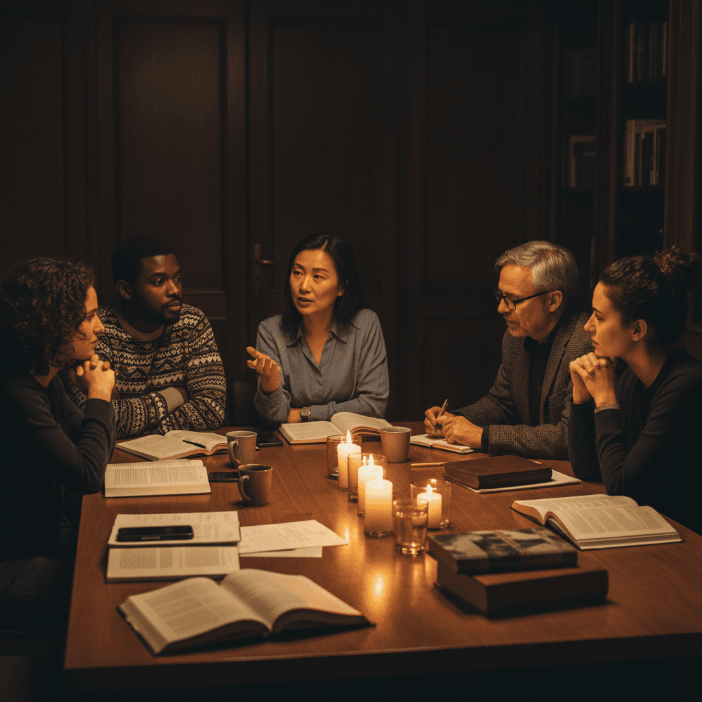 Membros da equipe em reunião de planejamento na FFLCH
