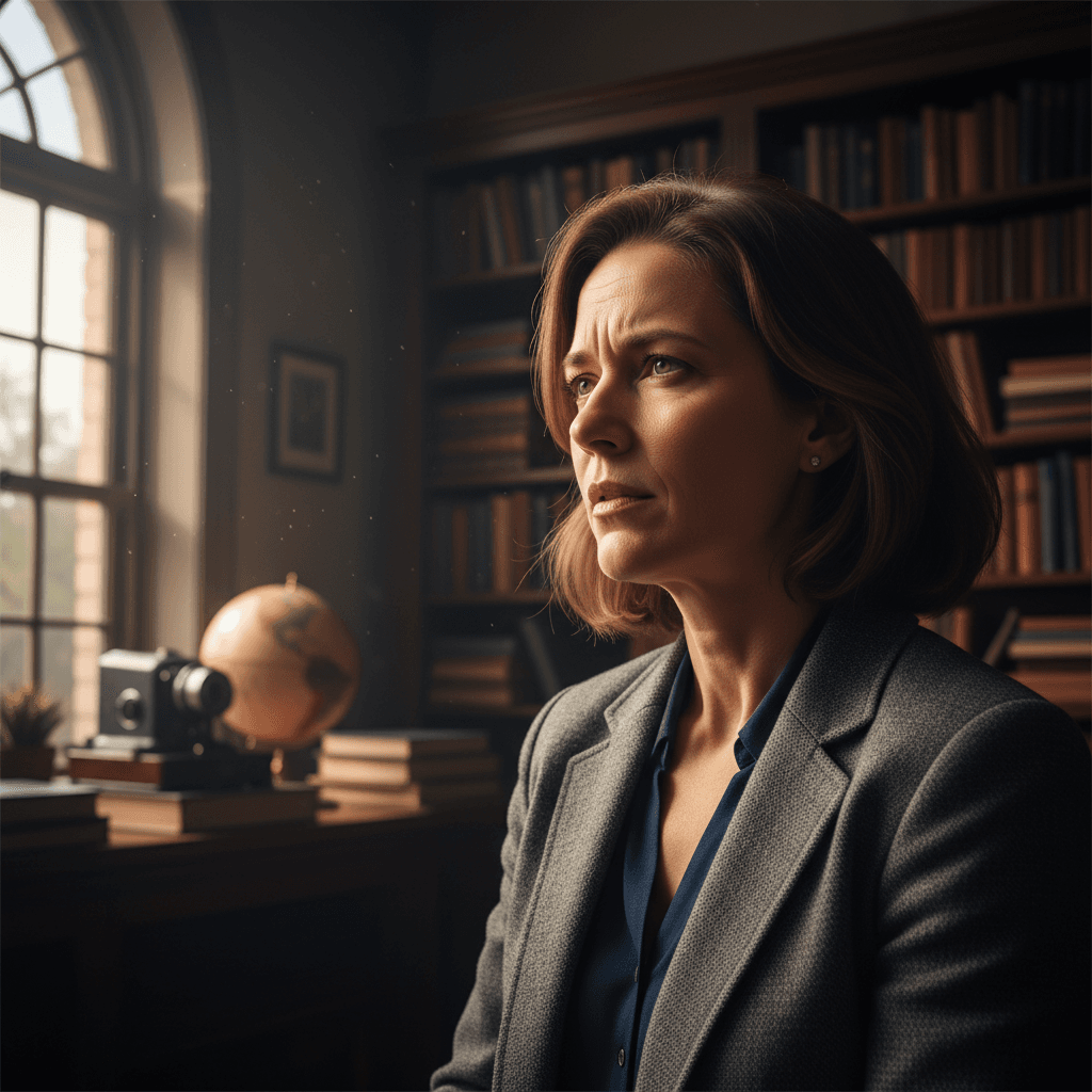 Palestrante apresentando pesquisa sobre teatro político em sala de aula