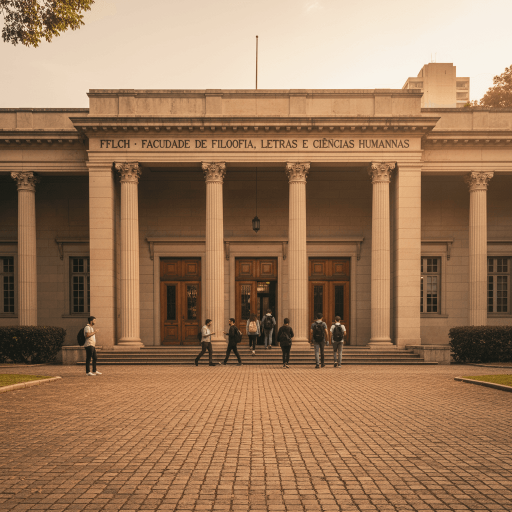 Fachada do prédio de letras da FFLCH-USP em São Paulo